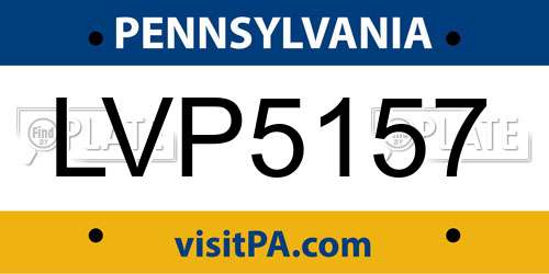 LVP5157 Pennsylvania License Plate