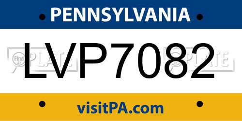 LVP7082 Pennsylvania License Plate