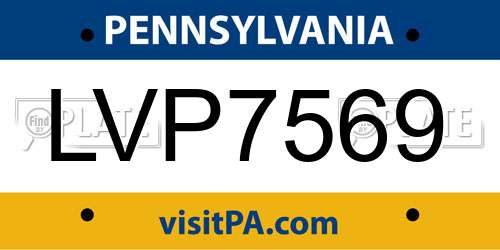 LVP7569 Pennsylvania License Plate