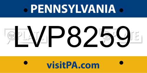 LVP8259 Pennsylvania License Plate