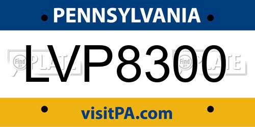LVP8300 Pennsylvania License Plate