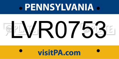 LVR0753 Pennsylvania License Plate
