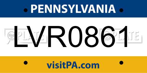 LVR0861 Pennsylvania License Plate