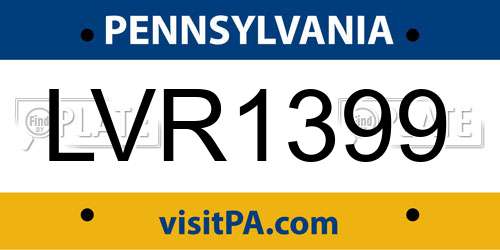 LVR1399 Pennsylvania License Plate