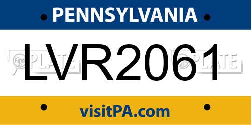LVR2061 Pennsylvania License Plate