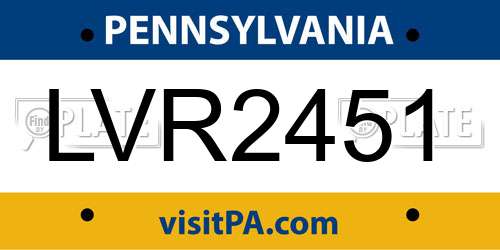 LVR2451 Pennsylvania License Plate