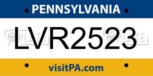 LVR2523 Pennsylvania License Plate