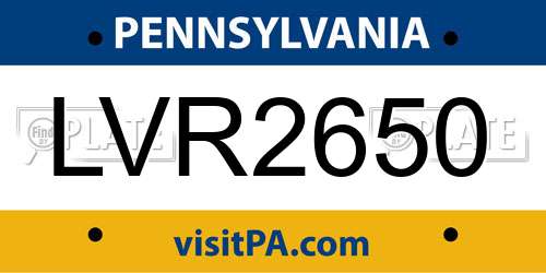 LVR2650 Pennsylvania License Plate
