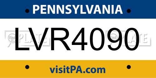 LVR4090 Pennsylvania License Plate