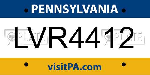 LVR4412 Pennsylvania License Plate