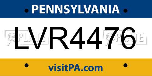 LVR4476 Pennsylvania License Plate