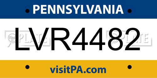 LVR4482 Pennsylvania License Plate