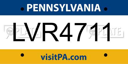 LVR4711 Pennsylvania License Plate