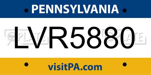 LVR5880 Pennsylvania License Plate