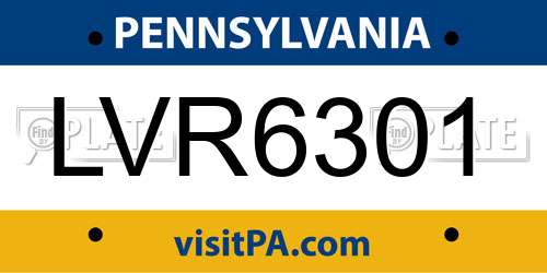 LVR6301 Pennsylvania License Plate