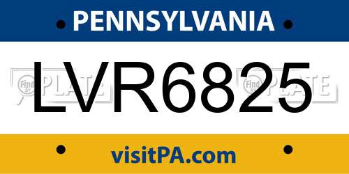 LVR6825 Pennsylvania License Plate