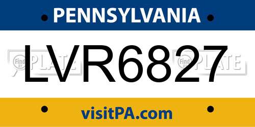 LVR6827 Pennsylvania License Plate