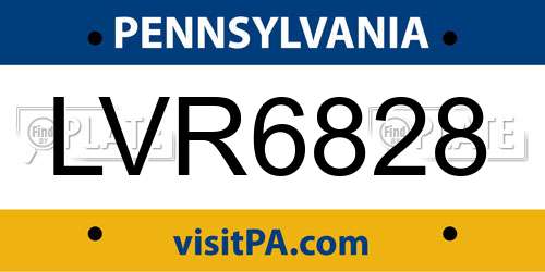 LVR6828 Pennsylvania License Plate