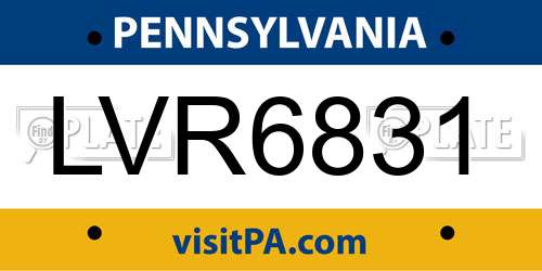 LVR6831 Pennsylvania License Plate