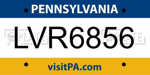 LVR6856 Pennsylvania License Plate