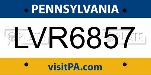 LVR6857 Pennsylvania License Plate