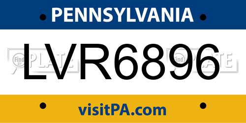LVR6896 Pennsylvania License Plate