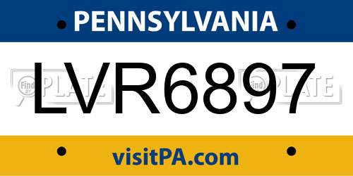LVR6897 Pennsylvania License Plate