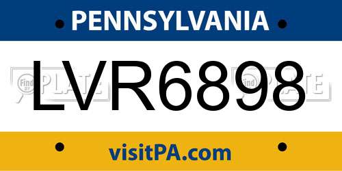 LVR6898 Pennsylvania License Plate