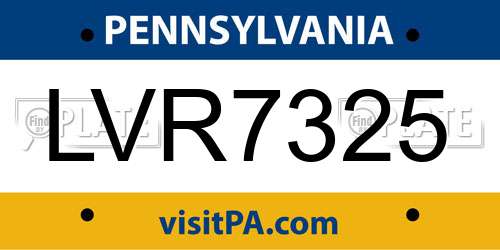 LVR7325 Pennsylvania License Plate