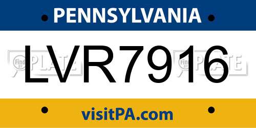 LVR7916 Pennsylvania License Plate