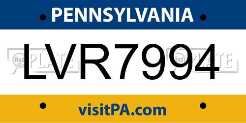 LVR7994 Pennsylvania License Plate