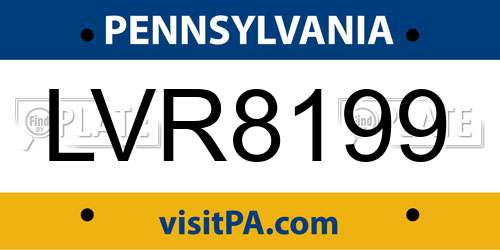 LVR8199 Pennsylvania License Plate
