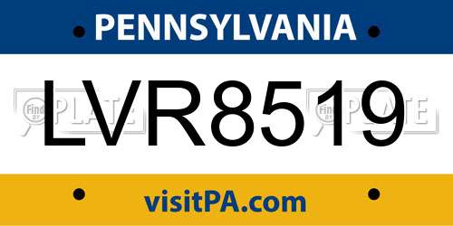 LVR8519 Pennsylvania License Plate