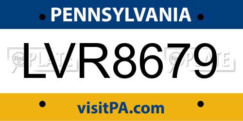 LVR8679 Pennsylvania License Plate