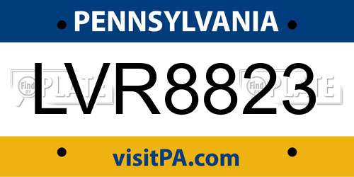 LVR8823 Pennsylvania License Plate