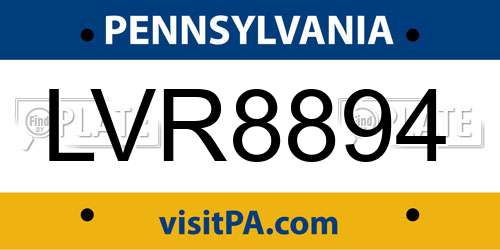 LVR8894 Pennsylvania License Plate