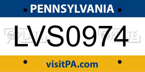 LVS0974 Pennsylvania License Plate