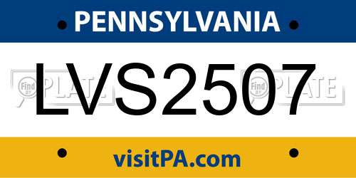 LVS2507 Pennsylvania License Plate
