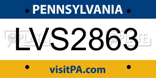 LVS2863 Pennsylvania License Plate