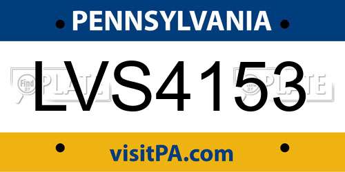 LVS4153 Pennsylvania License Plate