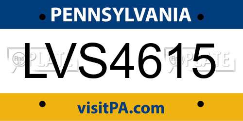 LVS4615 Pennsylvania License Plate