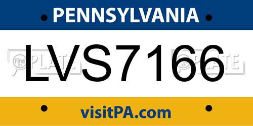LVS7166 Pennsylvania License Plate