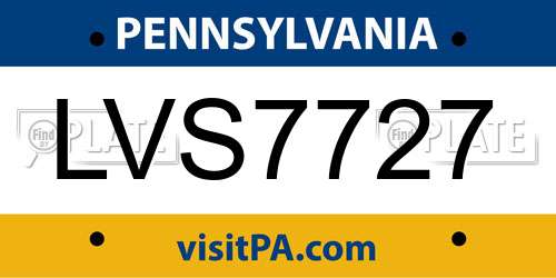 LVS7727 Pennsylvania License Plate