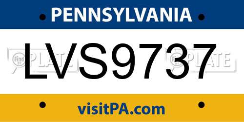 LVS9737 Pennsylvania License Plate