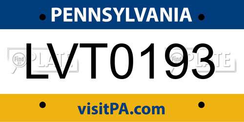 LVT0193 Pennsylvania License Plate