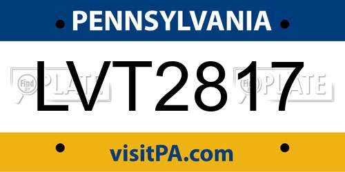 LVT2817 Pennsylvania License Plate