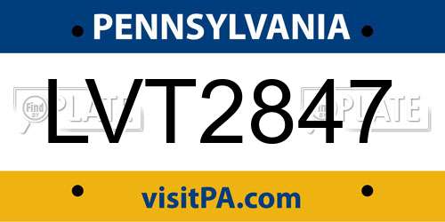 LVT2847 Pennsylvania License Plate