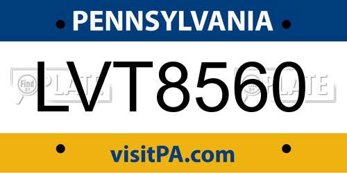 LVT8560 Pennsylvania License Plate