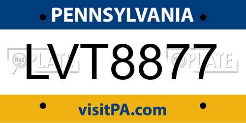 LVT8877 Pennsylvania License Plate