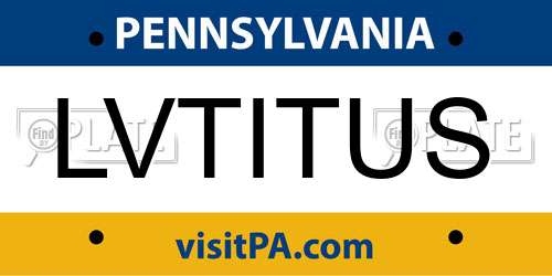 LVTITUS Pennsylvania License Plate